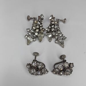 Classic Crystal Cluster Screw-Back Earrings - Silver Tone